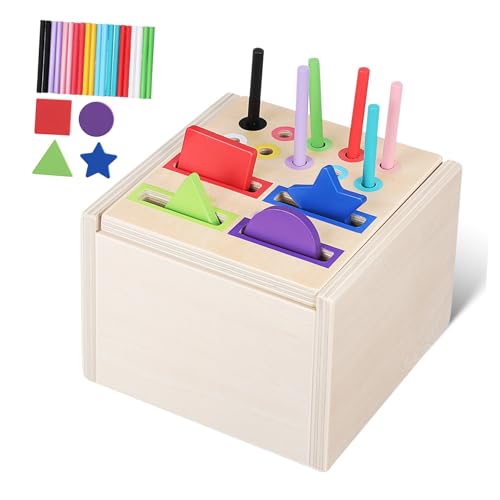 Abaodam Montessori Holz Farb Formsortierer Lernspielzeug für Kleinkinder Bunte Montessori Spielzeugbox Feinmotorik Hand Auge koordination und Selbstständigem Lernen im Kindergarten Abaodam Montessori Holz Farb Formsortierer Lernspielzeug für Kleinkinder Bunte Montessori Spielzeugbox Feinmotorik Hand Auge koordination und Selbstständigem Lernen im Kindergarten von Abaodam