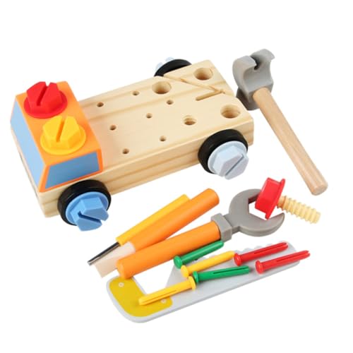 Abaodam Baufahrzeuge Kinder Montessori Werkzeugkasten Für 1 Set Holzspielzeug Mit Schraubendreher Und Schrauben Pädagogisches DIY Fahrzeug Zur Frühen Der Motorik Und Kreativität Für von Abaodam