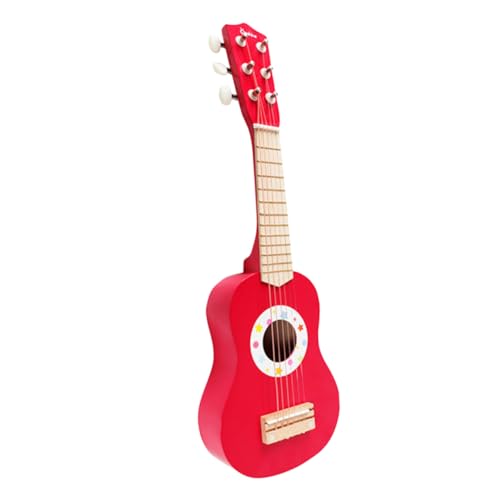 Abaodam Musikinstrument Spielzeug Kinder Gitarre Simulierte Gitarre Mini-Ukulele Mini-Gitarre Kinder-Ukulele Mini-Spielzeug Gitarre Für Kinder Kinderspielzeug Akustische Gitarre Bambus Rot von Abaodam