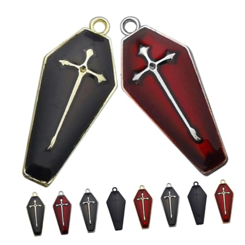 Abaodam Nachahmung Sarg Anhänger Halloween Kreuz Charms Gothic Schmuck Charms Halloween Kruzifix Charms Baumeln Charms Emaille Kreuz Charms Punk Schmuck Halloween Zubehör Zubehör von Abaodam