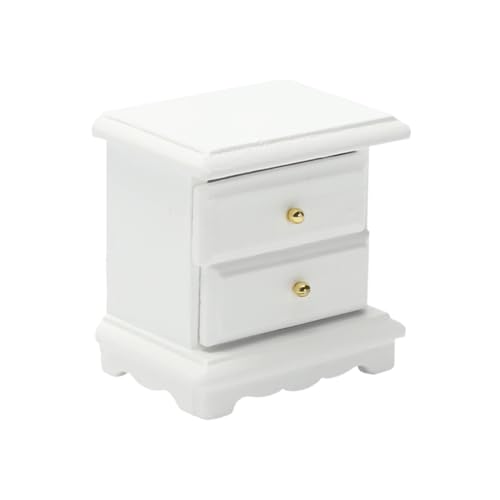 Abaodam Nachttisch Modell Mini- -Nachttisch Esstisch Modell Außenlampen Figur Mini nachttisch Miniature Bedside Table Mini-Nachttisch aus Holz Miniatur-Nachttischdekoration hölzern Weiß von Abaodam