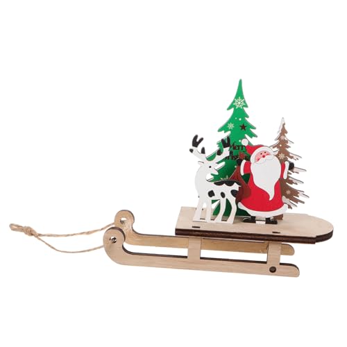 Abaodam Ornamente Miniatur Schlitten Ski-Dekorationen Schneemann-dekor Weihnachtsdekoration Zum Aufhängen Miniatur-weihnachtsdekorationen Urlaubsdekoration Skiverzierung Hölzern von Abaodam