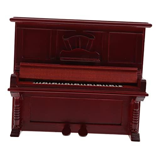 Abaodam Ornamente für Klaviermodelle Container-Kopfhörer Retro-Puppenhaus Indoor-Blumenstrauß kleines Puppenhaus Pipette Mini-Piano-Puppenhaus-Dekoration Puppenhausverzierungen hölzern rot von Abaodam