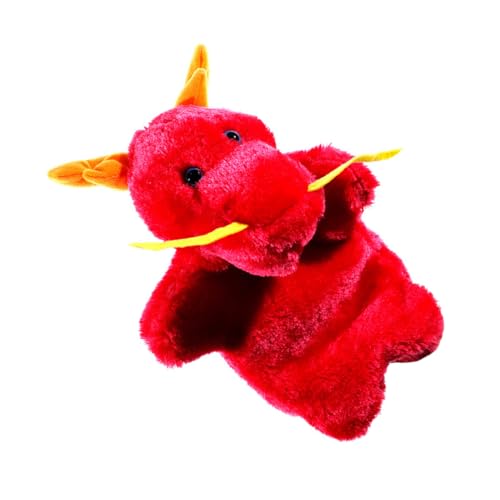 Abaodam Plüsch-Handpuppe Drache kinderdrache -Drachen Langlebige Handpuppe Geschichten erzählen Handpuppe Lustige Handpuppe Tierpuppe tierische Handpuppe Cartoon-Handpuppe rot von Abaodam