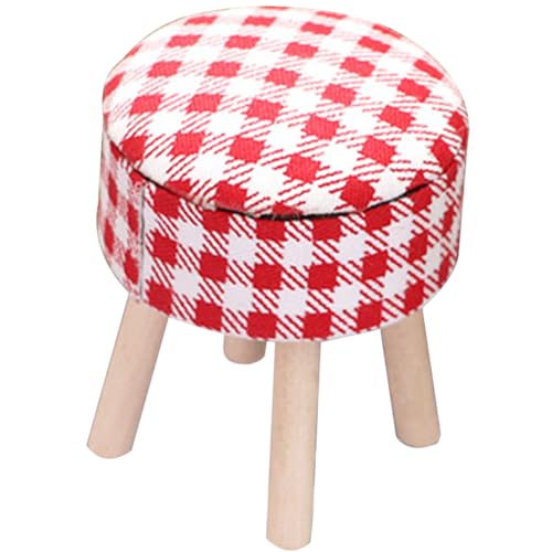 Abaodam Puppenhaus Hocker Mini-hocker Für Puppenzubehör Schemel Mini Bausatz Zubehör Für Puppenhäuser Miniatur Kinderspielzeug Figuren Rot Hölzern von Abaodam