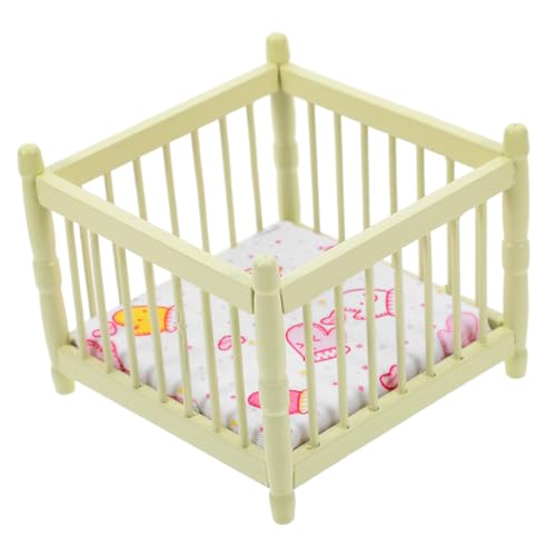 Abaodam Puppenhaus Krippe Miniatur Auto Windeln puppenbett Puppenbett Modell Mini Babybett Puppenbett für Puppenhaus Puppenbetten hölzerne Wiege Birke Light Green von Abaodam