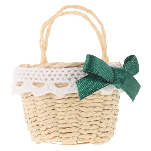 Abaodam Puppenhaus-Miniaturkorb Mini-Rattan-Picknickkörbe Blumenmädchen-Körbe Einkaufskorb Körbe Kleiner Weidenkorb Puppenhaus-Zubehör von Abaodam