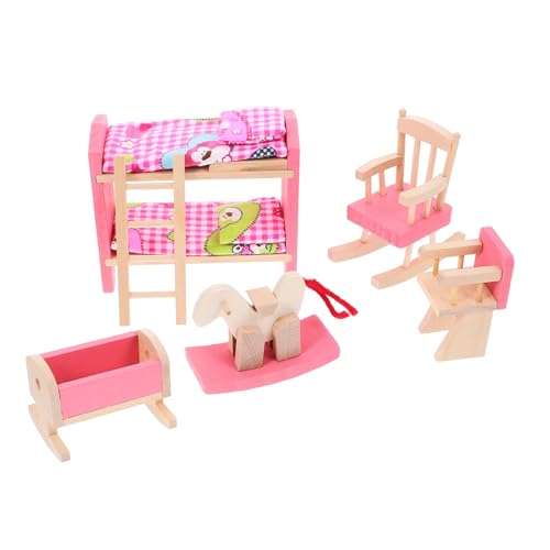 Abaodam Puppenhaus-Möbelset Aus Holz Im Maßstab 1:12 Miniatur-Kinderzimmer-Schlafzimmer-Set Puppenhaus-Zubehör Kinderspielhaus-Spielzeug von Abaodam