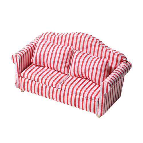 Abaodam Puppenhaus Sofa Gestreift Rot Weiß Micro Möbel Dekoration Robustes Miniatur Doppelsofa für DIY Puppenhaus Wohnzimmer und Vielseitiges Wohnaccessoire Abaodam Puppenhaus Sofa Gestreift Rot Weiß Micro Möbel Dekoration Robustes Miniatur Doppelsofa für DIY Puppenhaus Wohnzimmer und Vielseitiges Wohnaccessoire von Abaodam
