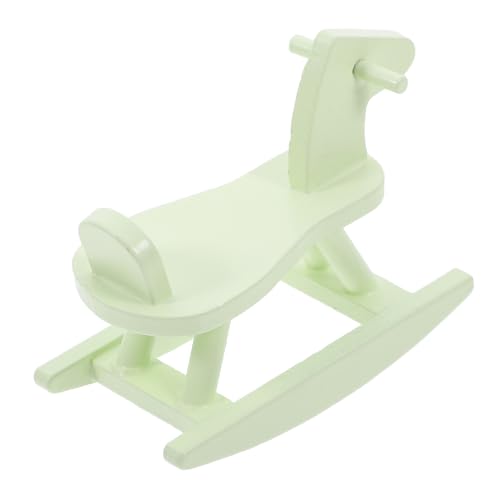 Abaodam Puppenhaus Trojanisches Pferd Puppenhaus Schaukelstuhl Feengarten-schaukelpferd Puppenhausmöbel Im Maßstab 1:12 Puppe Schaukelpferd Cockhorse-Modell Birke Light Green von Abaodam