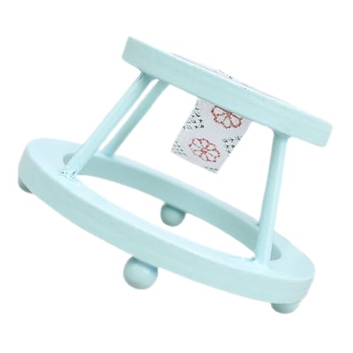 Abaodam Puppenhaus babyzimmer holzmöbel kinderkrippe für Kinderwagen Holzmodell Mini-Möbelzubehör Puppenwagen Zubehör für Puppenstubenmöbel Mini Möbel Bambusseide Sky-Blue von Abaodam