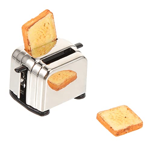 Abaodam Puppenhaus-brotbackmaschine Mini-Toaster Im Mini-maßstab Spielzeugtoaster Miniatur Mini-raumszenenspielzeug Toaster Mini-Modell Mini-spielzeughaus-zubehör Metall von Abaodam