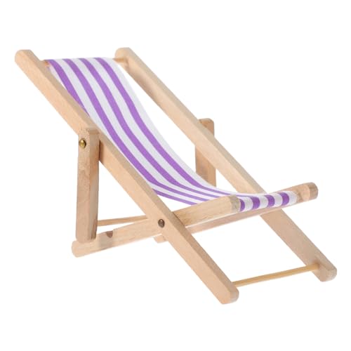 Abaodam Puppenhaus-loungesessel Mini-hausdekoration Mini-strandkorb-Modell Simuliertes Strandkorbmodell Mini-liegestuhl Mini-strandkorb Mit Mikrolandschaft Miniaturstuhl Violett Hölzern von Abaodam