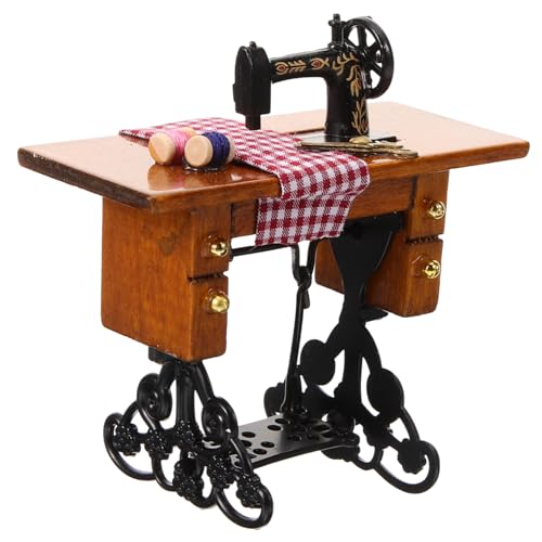 Abaodam Puppenhaus-nähmaschine Bausatz Miniatur-zubehör Kinderwagen Puppenwagen Babytrage Mini-nähmaschinenmodell Mini-nähmaschine Für Puppenhaus Mini-hausschmuck Holz von Abaodam