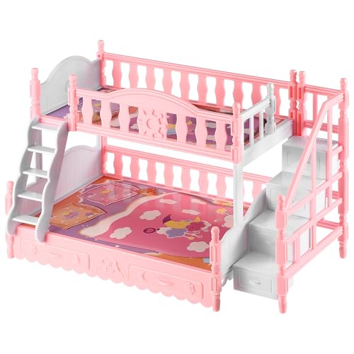 Abaodam Puppenhausbett Etagenbett Für Puppen Puppenbett Puppenhaus Mit Minibett Mini-hausbett Puppenhausdekoration Etagenbett-Ornament Miniatur-etagenbettmodell Plastik Baby Möbel Hochbett von Abaodam