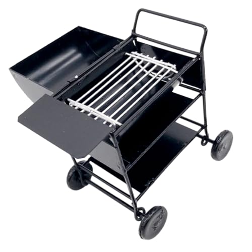 Abaodam Puppenhausgrill Holzkohlegrill Im Freien Außengrill Puppenhaus-grillständer Outdoor-möbel Küchengeräte Spielen Mini-grillständer Miniatur-grillrost Mini-Grill-Modell Metall Black von Abaodam