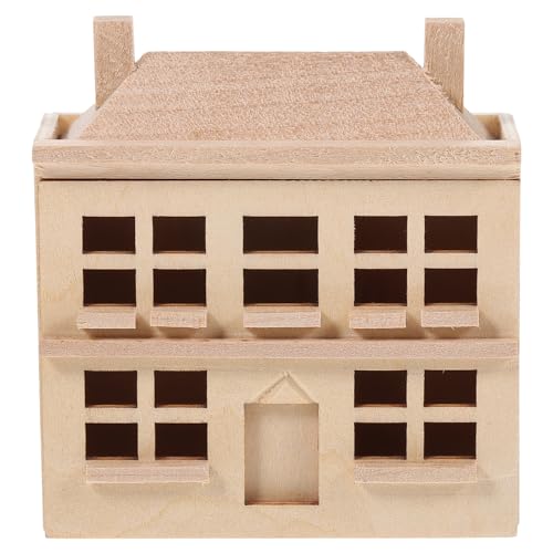 Abaodam Puppenhausmöbel Hölzern Miniaturen Mini-Villa-Ornament Sandkasten Dolly- -gebäude Mini-Villa-gebäude Mini-hausverzierung Landschaftsrequisite Miniatur- Mini-häuser Holz von Abaodam