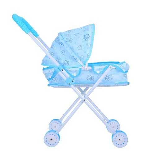 Abaodam Puppenwagen Kinderwagen Spielzeugnahrung vorgeben Fahren Auto Kinderwagen Kleinkinder Partyspiele Kinderwagen Zubehör für Babypuppen Eisen Sky-Blue von Abaodam