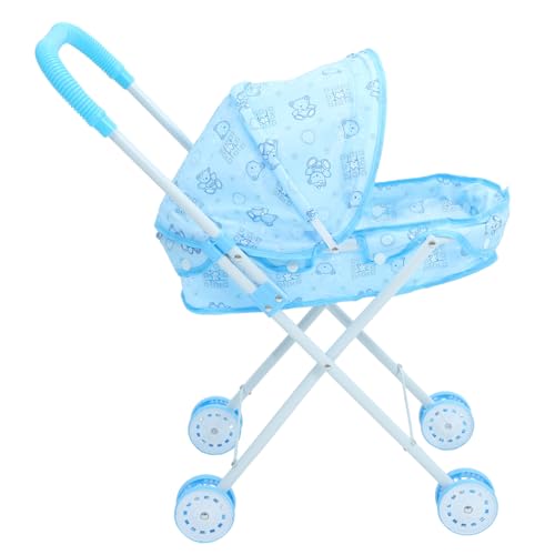 Abaodam Puppenwagen Mini-hauskinderwagen Spielzeugkinderwagen Spiel Kinderwagen Puppenhaus-Kinderwagen Kinderwagen Partyspiele Kinderwagen Eisenrahmen Sky-Blue von Abaodam