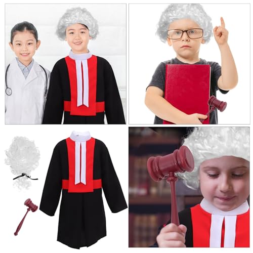 Abaodam Richterkostüm mit Perücke und Hammer Unisex Faschingskostüm für Jungen und Mädchen Rollenspiel Anwaltsoutfit für Karneval und Kostümparty Geeignet Abaodam Richterkostüm mit Perücke und Hammer Unisex Faschingskostüm für Jungen und Mädchen Rollenspiel Anwaltsoutfit für Karneval und Kostümparty Geeignet von Abaodam