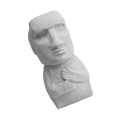 Abaodam Rock Man Prise Musik Cartoon-Squeeze- Moai-Statue, Quetschspielzeug Cartoon- Zur Druckentlastung Relief Fidget Squeeze Moai Quetschspielzeug Grey von Abaodam