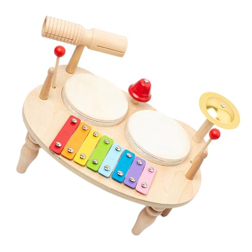 Abaodam Satz Kindertrommel Spielzeuge Musikinstrumente Pädagogische Schlagtrommel Jazz-Schlagzeug Jazz-Drum- Musikalisches Spielzeuggeschenk Musikinstrument- Metall Khaki von Abaodam