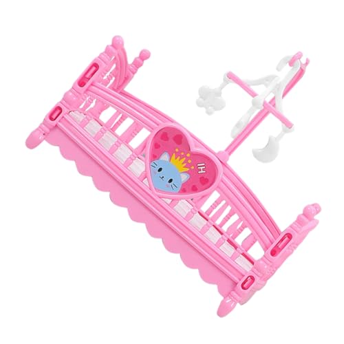 Abaodam Satz Puppenhaus-Cartoon-Bett puppenmöbel Set für DIY Puppenhaus Detailreiche Miniaturen Puppenbett Miniküche Laufstall für Babypuppen Möbel für Babypuppen Abs Rosa von Abaodam