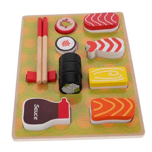 Abaodam Satz Sushi- Für Küche Spielset Küchenzubehör Essen Lernspielzeug Sehen Und Buchstabieren Japanische Socken Essen Aus Holz Hölzern von Abaodam