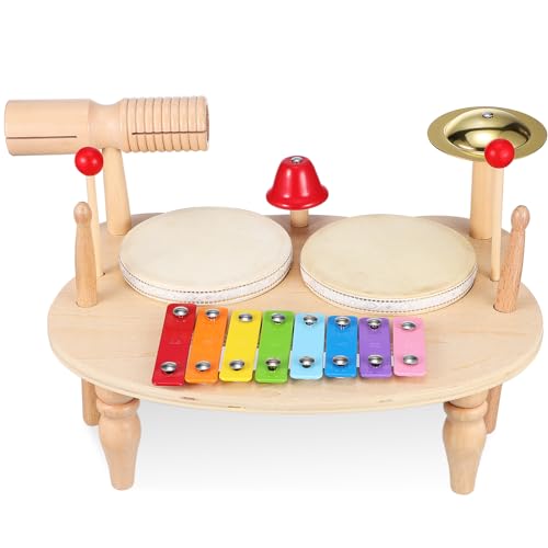 Abaodam Schlaginstrument Xylophon Handtrommel Schlagzeug-Tamburin Xylophon Für Anfänger Tamburin-Trommel Handtamburin Percussion Schlaginstrumente Musikinstrument Xylophon Hölzern von Abaodam