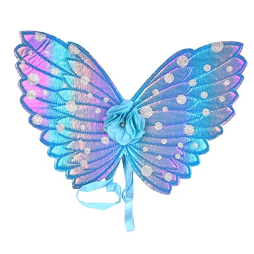 Abaodam Schmetterlingsflügel für Kinder Kinderkostüme Maskenflügel Engel Cosplay-Zubehör Flügelstützen Engel kostüm flügel Engelsflügel Cosplay-Flügel Partykostüm Flügel Stoff Blue von Abaodam