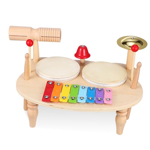 Abaodam Set Früherziehung Pädagogisches Schlagzeug Kleinkindspielzeug Für Mädchen Für Kleinkinder Kleinkind Musikinstrumente Kinderspielzeug Musikinstrumente Für Babys Babytrommeln Holz von Abaodam