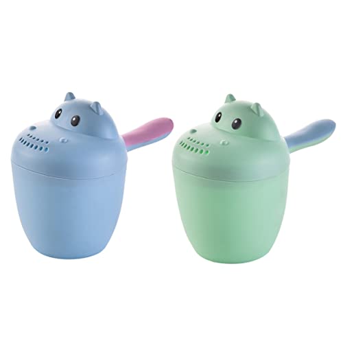 Abaodam Shampoo Becher Im Cartoon Hippo Design Blauer Badewannen Und Duschbecher Mit öffel Und Badespielzeug Jungen Und ädchen von Abaodam