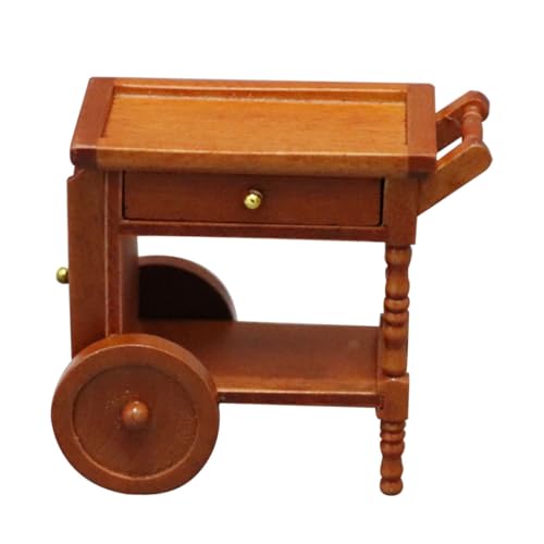 Abaodam Simulierter Speisewagen Mini-rollwagen Aus Holz Mini-hauswagen Kleiner Servierwagen Puppenhauswagen Mini- -Requisite Aus Holz 1:12 Rollwagen Wohnkultur Hölzern Möbel Lieferungen von Abaodam