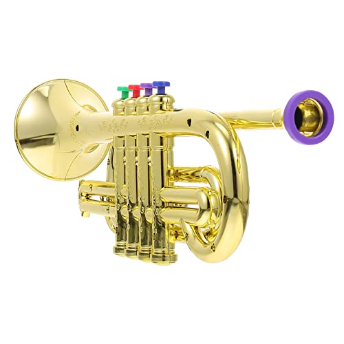 Abaodam Simuliertes Musikinstrument- Spielzeuginstrument Aus Kunststoff Frühpädagogisches Nachahmung Einer Trompete Als Kind Trompete Golden Plastik von Abaodam