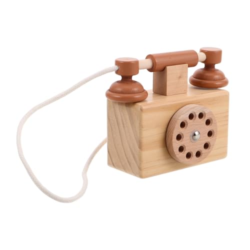 Abaodam Spielzeugtelefon für kinderspielzeug Telefon für Neugeborene multifunktionales Stickgarn hölzernes Retro-Telefonspielzeug Kleinkindtelefon Holz von Abaodam