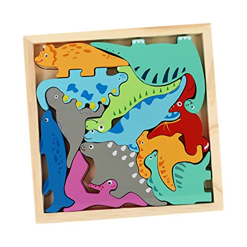 Abaodam Thema dreidimensionales Puzzle Puzzle rätselbuch Motorikspielzeug Dinosaur Kleinkindpuzzle für den Haushalt Holzpuzzle für Kleinkinder 1-3 von Abaodam