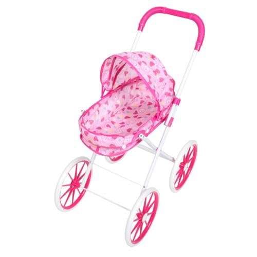 Abaodam Trolley- Mini-Puppenwagen Regenschirm Kinderwagen großer puppenwagen Kinderwagen Kleinkind-Kinderwagen Puppenwagen Puppenmöbelmodell Oxford-Stoff Rosa von Abaodam