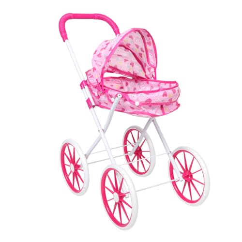 Abaodam Trolley- Mini-puppenwagen Regenschirm Kinderwagen Puppen-Regenschirm-Kinderwagen -autositz- Kinderwagen Für Babypuppen Puppenwagen Eisenrahmen Rosa von Abaodam