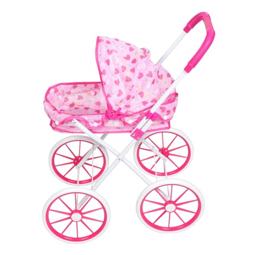 Abaodam Trolley- Regenschirm Kinderwagen Mini-puppenwagen Zusammenklappbarer Kinderwagen -einkaufswagen Einkaufswagen Puppenmöbelmodell Eisenrahmen Rosa von Abaodam