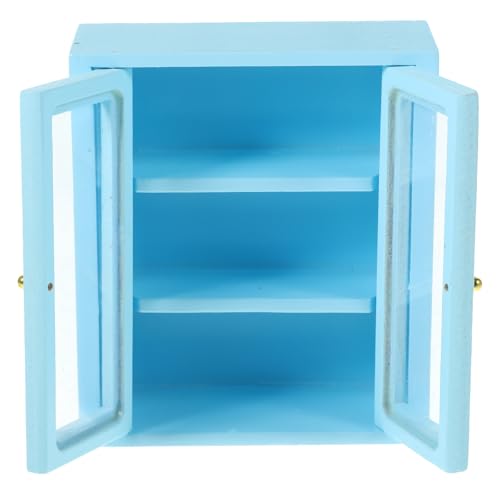 Abaodam Wandschrank vorratsschrank schließblech genschenkideen spielzeuge dekoring Toys Dekorationen Bücherregal winzig Häuser Miniaturschrank Miniatur-Holzregal Puppenmöbel Blue von Abaodam