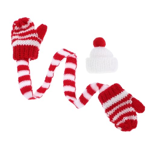 Abaodam Weihnachts Mini Strickmütze Und Schal Set Für Puppen Ideales Zubehör Für Festliche Dekoration Und Süßes Weihnachtsoutfit Für Puppen Perfekt Für Winterkleidung von Abaodam