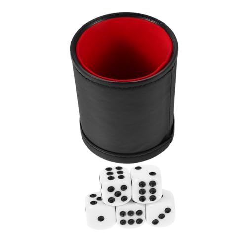 Abaodam Würfelbecher spielwürfel Party Spiele Mini-Würfel Würfelspiele für Erwachsene Tisch Brettspiel Würfelschüttler Zubehör für Partyspiele Zubehör für Tischspiele Würfel Fall Pu Black von Abaodam