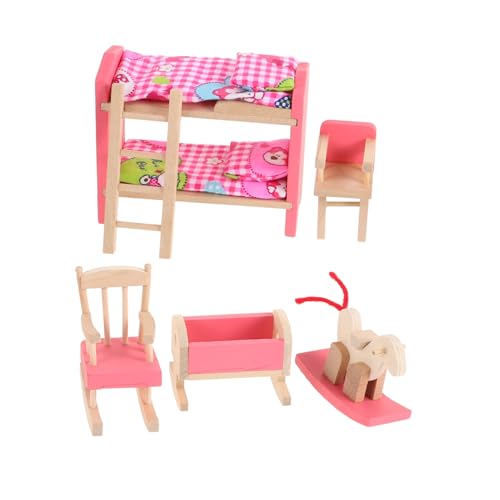 Abaodam Zubehör Für Puppenhäuser Puppenhaus-etagenbett Puppenhausmöbel Spielzeug Puppenhaus-miniaturspielzeug Miniatur-einzelbett Mini-Sofa Etagenbett Für Puppen Puppenhaus-dekor Holz von Abaodam