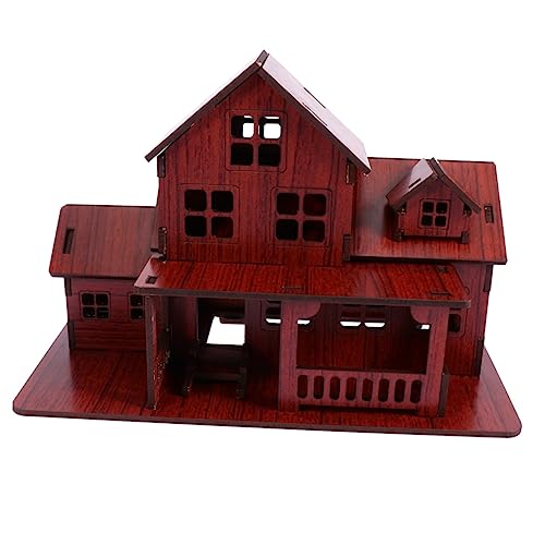 Abaodam holzspielzeug selber Machen Musterhaus Papphaus zum Ausmalen für Mini- büro Dekoration Office Decoration Puzzlematte Holzhaus Montagehaus aus Holz Brown von Abaodam