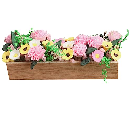 Abaodam künstliche kunstpflanze kunstplflanze mikrolandschaft sztuczne kwiaty Micro Plants Figuren Anlage Blumen Spielzeugtisch Pflanzenmodell Tisch DIY Modell hölzern Rosa von Abaodam