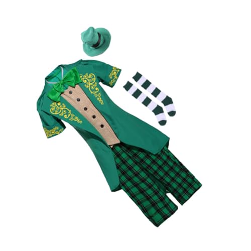 Abaodam st. Patricks Kostüm St. Patrick's Day-Outfit St Patrick's Day Kleidung St Patrick's Day Anzug für ausgefallene Klamotten ausstatten Kobold Hut Hosenanzug Green von Abaodam