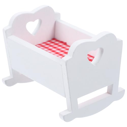 puppenhaus Wiege Bett Mini-Sachen Bausatz Minibett Kindergarten Miniaturen puppenbett etagenbett puppenbetten Puppenbett Dekoration Mini-Haushandwerk winzige Hausmöbel Stoff Weiß Abaodam von Abaodam