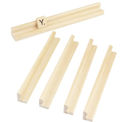 Abbdbd 5er-Pack Domino-Regale Aus Holz, Professionelle Fliesenregal-tabletts, Spielhalter Für Wortplättchen, Mexikanischer Zug, Mahjong-chickenfoot-Spiele von Abbdbd