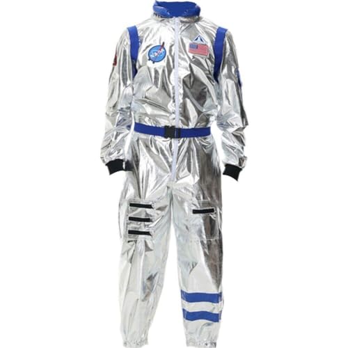 Abbdbd Astronauten-cosplay-overall, Silbernes Astronauten-kostüm, Halloween, Weltraum-motto-party, Anzieh-raumfahrer-kostüm Für Erwachsene von Abbdbd