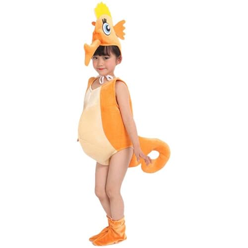 Abbdbd Kinder Seepferdchen Kostüm Kind Hippocampus Cosplay Kostüm Für Halloween Party Tier Overalls Kleidung Kostüm von Abbdbd